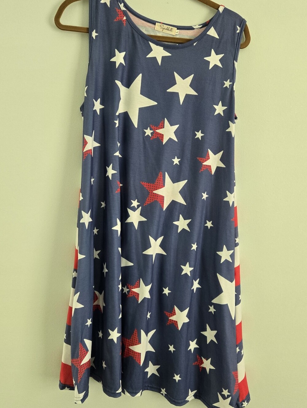 Sleeveless Navy Star Print Swing Dress